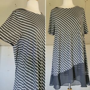Kori America Womens Long Tunic Tee Tshirt Dress Striped size XL Plus Size